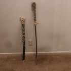Decorative Katana Sword Snake Design W  Black Scabbard Stainless Steel Blade