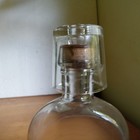 1870s Half Pint Coffin Whiskey Flask With Rare Original Glass Shot Glass Stopper