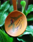 Antique Primitive Handcarved Wooden Spoon Birds spruce God Jul Swedish Christmas