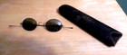 Antique Late 1800 s Oval Wire Rim Green Lens Eyeglasses With Original Oval Case
