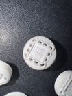 8 Vintage Rare Square Lace Like White Plastic Buttons  5 Inch Round
