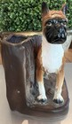 Vintage Ceramic Boxer Dog Planter Japan