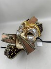 Venetian Paper Mache Jester Mask Gold Silver Mardi Gras Wall Decor Nwt