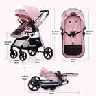Lortsybab 2-in-1 Baby Stroller  Reversible  Folding Newborn Infant Pram  Pink