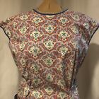 Vintage 50   s Cotton Full Bib With Pockets Apron Floral Tie Back Mcm Cottage Core