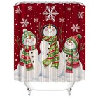 4 Pcs Christmas Snowman Shower Curtain Set With Rugs For Bathroom