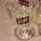 Lot Of 7 Vintage Schlitz Bowtie Stemmed Thumbprint Goblets beer Glasses-euc