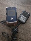 Vintage Motorola Razr V3 - Blue  at t  Flip Phone - With Charger   Case -