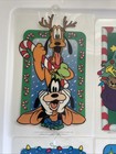 Vintage Disney Christmas Plastic Window Clings Goofy Mickey Donald Minnie Set 4