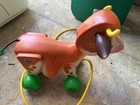 Vintage 70s Fisher Price Molly Moo Cow Retro Pull Toy Moos Lifts Head Wags Tail