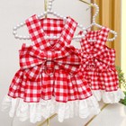 Cute Plaid Pet Dog Dress Vest Harness With Leash Puppy Cat Harnesses Walking
