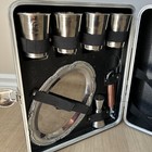 Vtg Portable Hard Sided Travel Bar 3 Bottle Case With Accessories Pre-owned