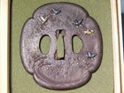 Shonai School Plovers And Wave Design 83mm Large     Tsuba Edo Era Tsuba Antique
