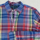 Ralph Lauren Custom Fit Madras Plaid Button Down Shirt Pony Logo Large