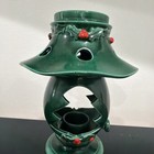 Lefton Japan Christmas Holly Green Ceramic Lantern Lamp Candle Holder 9  Tall