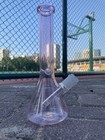 10inch Heavy Glass Bong Purple Water Pipe Smoking Beaker  14mm Bowl Hookah