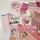 50 Pink Pieces Vintage Ephemera Paper Variety Box Lot Tickets Stamps Labels E