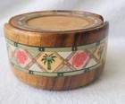 Vintage Palm Trees Flowers Hawaiian Theme Round Wooden Coaster Set