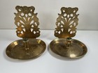 Antique Dutch Brass Candlestick Holder Brass Pair Set Vintage Wall Sconces Rare