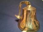 Nautical Hanging Door Ship Bell Brass Big With Wall Mounted Bracket 6  Tall