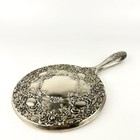 Vintage Silver Plated Vanity Handheld Mirror Ornate Metal Vanity Mirror