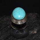 Rare Ancient Roman Silver Ring Turquoise Stone Intaglio Seal Bezel