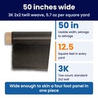Carbon Fiber Fabric 50in Wide 5 7oz 3k 2x2 Twill Weave Real Carbon Cloth Roll