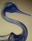 Dave Frye Signed Fostoria Glass Whimsy Free Hand Open Swan In Argus Blue 2006
