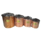 Vintage 1968 Ransburg    country Copper    4-pc Canister Set Flour Sugar Coffee Tea