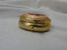 Vintage Cloisonne Brass Pill Trinket Box Floral Enamel Hinged Lid Oval