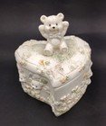 Vintage Teddy Bear Heart  Trinket Box 