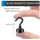 6 Pack 15 Lbs Magnetic Hooks Heavy Duty  Neodymium Magnet Hooks  Strong Black M