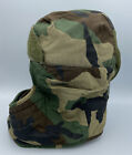 Vtg Military Helmet Liner Cold Weather Cap Size 7 Army Hat Woodland Camo Flaps