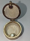 Gold Pearl Inlay Small Hinged Trinket Box With Angel   Crystal Round 1-1 2 