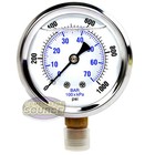 Liquid Filled 2 5  1000 Psi Air Pressure Gauge Lower   Side Mount 1 4  Npt
