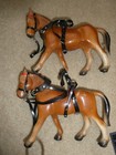 Lot Of 2 Vintage Composition W Plastic Wheels Horse Pull Toys 8  Tall