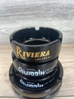 Vintage Las Vegas Casino   Hotel Ashtrays Lot  5  Black Glass Aladdin Riviera