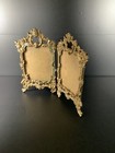 Antique French Gilt Bronze Hinged Double Picture Frames Stand Alone Ornate