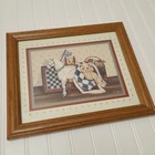 Vintage Pat Pearson 1990 Wood Framed Print Teddy Bear Nursery Cottagecore 12x14