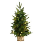 Mini Artificial Christmas Tree 2ft Prelit 35 Led Lights Decorative Basket Indoor