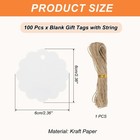 100 Pcs Blank Gift Tags With String  2 4x2 4  Flower Kraft Tags  White