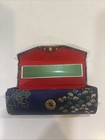 Vintage Lipstick Case Holder-2  W mirror Metallic Floral Asian Silk Snap Closure