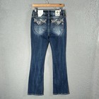 Miss Me Bootcut Jeans Womens 28x34 Rhinestone Embroidered Sparkle Mid Rise Rodeo