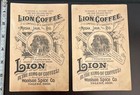 Lot Of 2 Victorian Woolson Spice Co  Christmas Greeting Trade Cards -lion Coffee