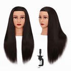 Synthetic Hair Mannequin Head 26-28 Inch Black Training Styling Doll With Clamp