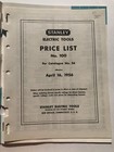 1956 Stanley Electric Tool Catalog W  Price List