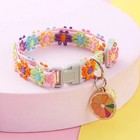 Colorful Paw Print Pet Collar With Bell Adjustable Dog Puppy Kitten Safety 
