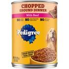  6 Pack  Pedigree Chopped Ground Dinner Adult Canned Wet Dog Food With Beef
