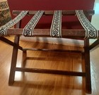 Vintage Folding Wooden Embroidered Luggage Stand Suitcase Rack Travel 16x20