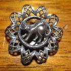 Vintage Antique French White  cat W tail As Inner Rim filigree Rim  Metal Button